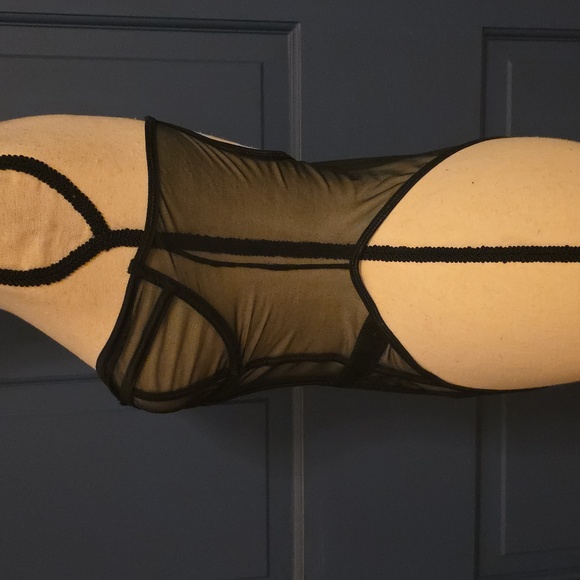 NWOT Free People Mesh Stripe Corset Bodysuit Sweetheart Neckline Sz Small - Picture 4 of 7